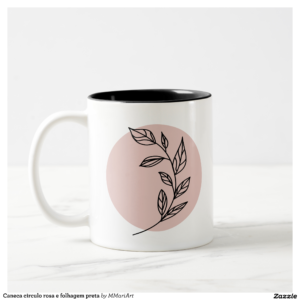 Pink mug and black foliage