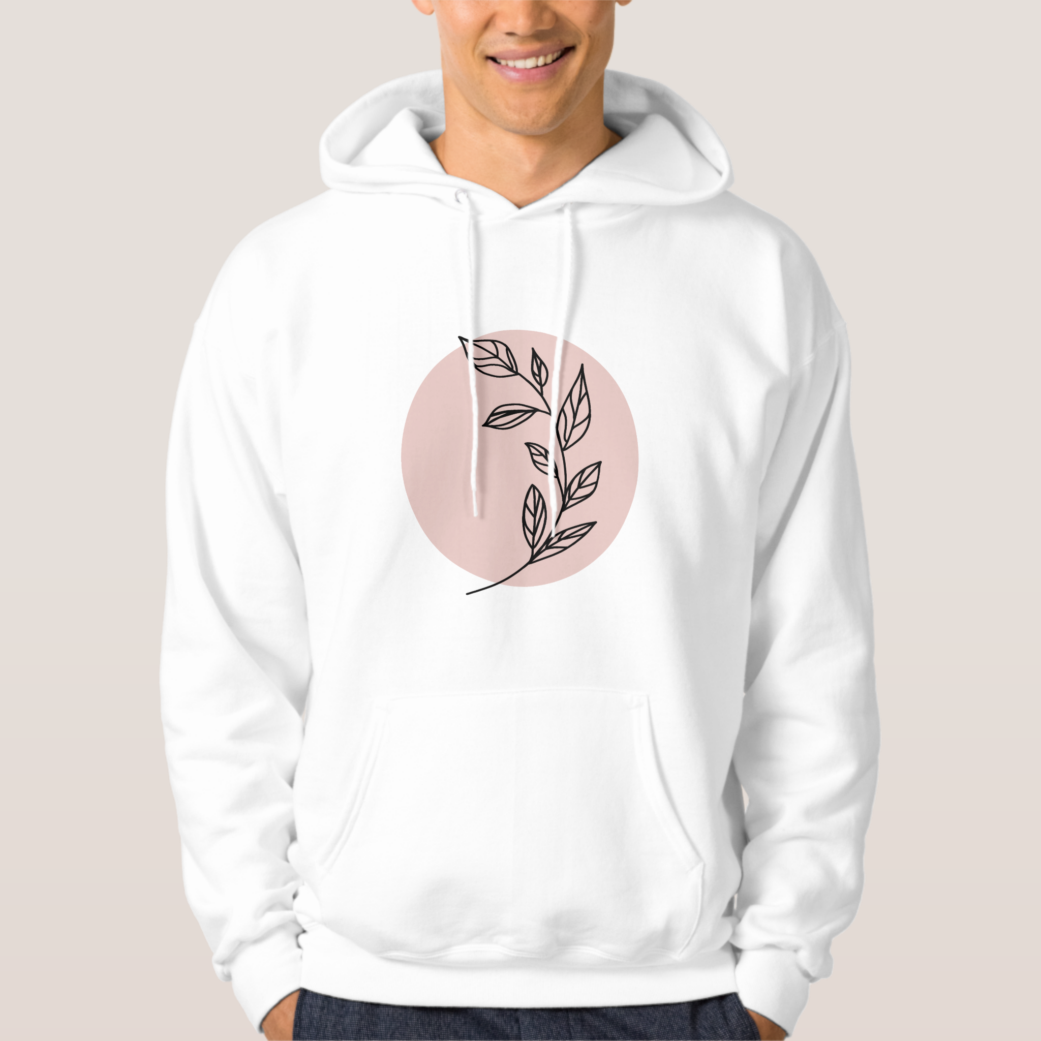 round rose and black foliage hoodie